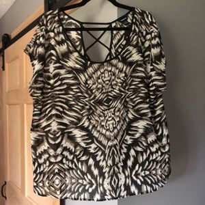 Torrid size 0 sheer blouse w cut out back